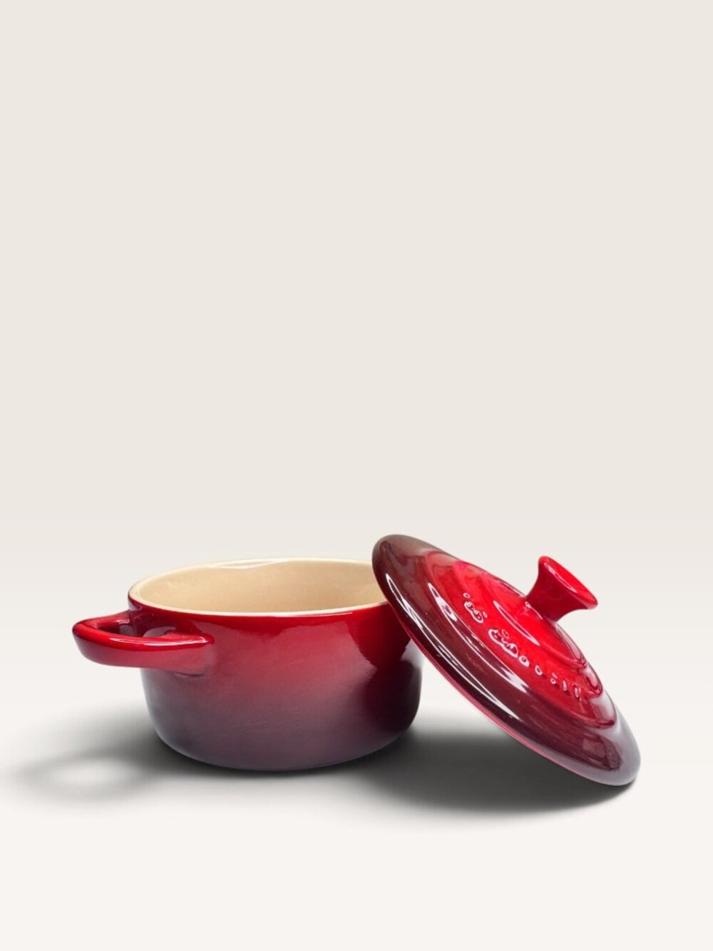 Le Creuset Stoneware Mini Round Cocotte Casserole Dish Cerise Red